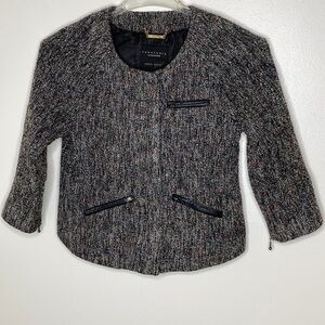 Anthropology Zipper Tweed Confetti Jacket 3/4 Sleeve size S